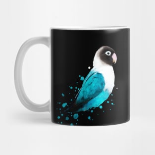 Dramabite Masked Lovebird, Black-masked Lovebird, Collared Lovebird watercolor (Agapornis personatus)  Blue Parrot Bird Mug